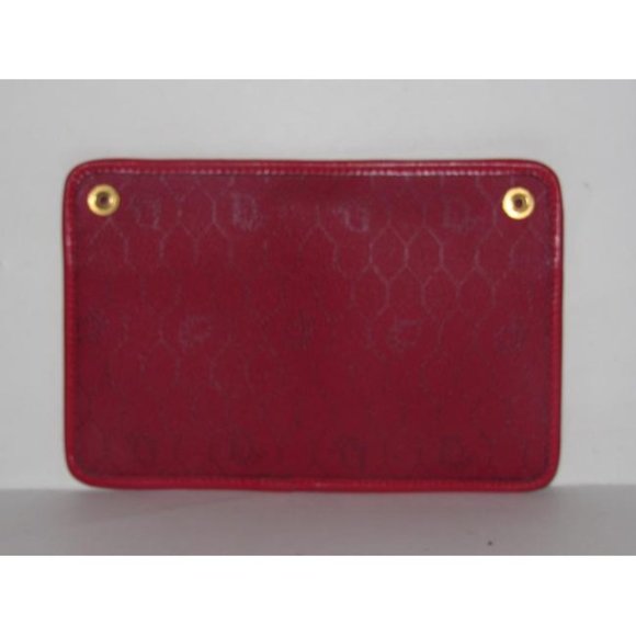 Dior Vintage Red Honeycomb Print Crossbody 2-Way Coated Canvas And Red Leather - Picture 7 of 12